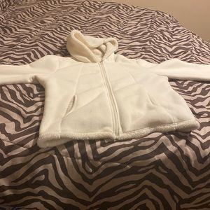 White fluffy cozy jacket for $19.